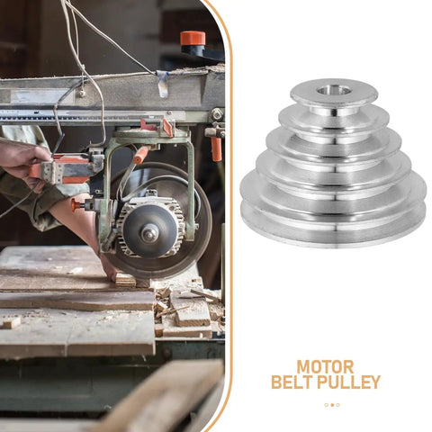 Premium Hardcore Heavy Duty Multi V Groove Aluminum Drill Press Pulley Step Belt Drive Sheave in use with woodworking.