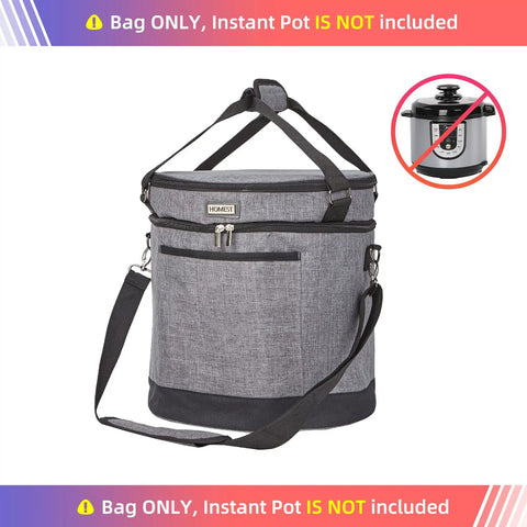 Two Compartment Travel Carry Bag For 8 Qt Instant Pot Pressure Cooker On The Go Insulated Tote With Accessory Pockets, Grey