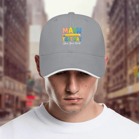 Show Your Work Math Themed Adjustable Light Grey Hat For Women Cool Low Profile Cotton Cap with colorful text design