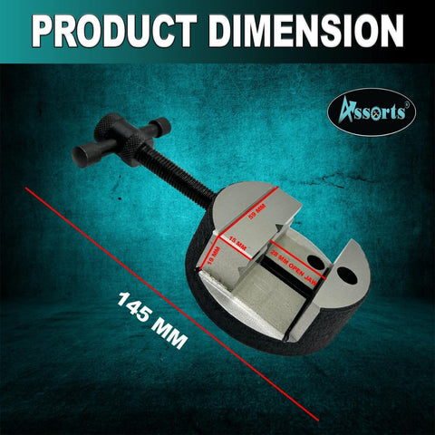 Round Milling Vise With 80 Mm Base Built Tough For 3 And 4 Inch Rotary Milling Indexing Tables Cast Iron Clamp displayed with dimensions