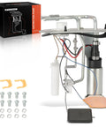 Top Notch Electric Fuel Pump Assembly Compatible With Toyota Camry Avalon And Lexus Es300, detailed view with components, including fittings and housing.