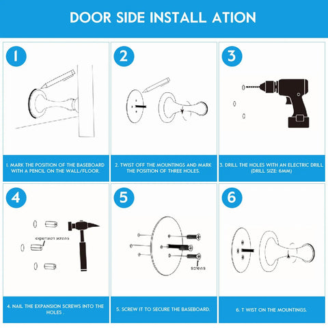 Installation guide for Heavy Duty Magnetic Door Stopper Keeps Interior Doors Securely Open Wall Mount step-by-step.