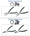 Built Tough 7 Inch Snap Ring Pliers Set Internal And External Circlip Pliers Kit with straight and bent jaw for removal