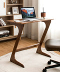 Bamboo TV Tray And Sofa Side Table With Z Shaped Design 30 By 16 Inch Tabletop Space Saving Snack And Laptop Desk Easy Assembly