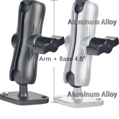 Black and silver aluminum alloy Go To 1 Inch Ball Phone Mount With Aluminum Arm And Base Dual Ball Joint 360 Degree Adjustable