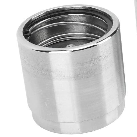 Close-up of 2 Pack Trailer Wheel Bearing Protectors Stainless Steel Dust Covers For Boat RV ATV Snowmobile Trailers Universal 1.98 Inch Hub Grease Cap Rustproof Shield That Blocks Water And Dirt And Keeps Bearings Running Smooth, showing the metallic finish and universal design.
