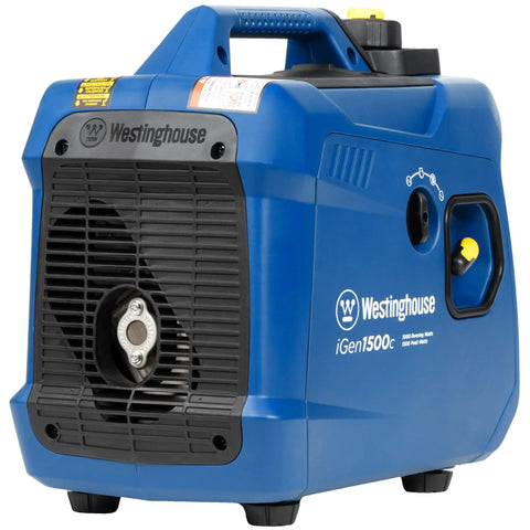 Beast 1500 Peak Watt Portable Inverter Generator, Ultra Quiet and Lightweight, blue finish, side view, gas powered with CO sensor