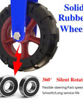 Heavy Duty Rubber Caster Wheels, 4 Pack With Secure Roll Brake, showcasing solid rubber wheel and dual ball bearings for 360° rotation.