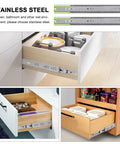 Soft Close Drawer Slides With Beefy Full Extension And Quiet Ball Bearing Rails Damping Thickened Guide For Silent Operation Stainless Steel Black Finish 14 Inch 150 Pound Capacity 3 Fold System in kitchen drawers