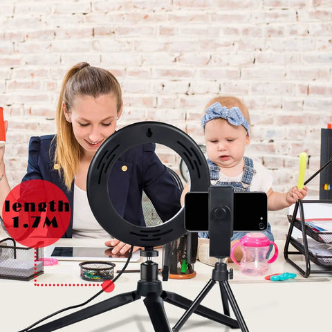 6 Inch Ring Light With Tripod Stand For Desk Use Perfect For YouTube Vids, Makeup Tutorials And Selfies in office setting