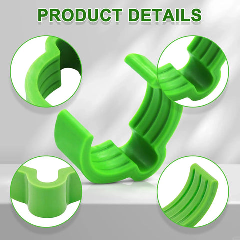 Close-up of green Dust Hose Organizer Clips for Vacuum Hoses D27 fits 37mm, showing secure grip and easy clip-on feature.
