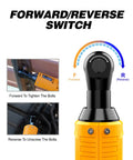 Cordless 3/8 Inch Ratchet Wrench Set With 40 Ft-Lbs Torque, 400 RPM showing forward-reverse switch detail