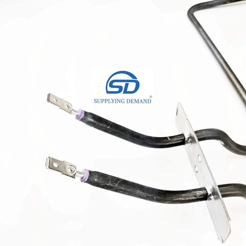 Close-up of Model Specific Electric Range Bake Element Replacement 240V 3600W 16.5 Inch Long 3.11 Inch Inset with terminals