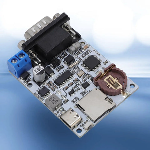 Hella Solid Serial Data Logger With Rtc Timestamp And Dual Led Indicators Monitors Industrial Machines PCB with connectors and ports.