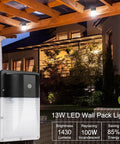 Super Bright Dusk To Dawn Led Wall Pack Lights For Outdoor Security Energy Saver Replaces 100 Watt Bulbs With Photocell Sensor Ip65 Waterproof 1430 Lumens 5000k Daylight 100-277 Volt Etl Listed Four Pack illuminating house exterior.