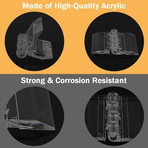 Zero Hassle Clear Acrylic Hinges For Plexiglass And Glass Panels, 12 Pack Adhesive Pro Cabinet Hardware, 25Mm X 33Mm Snug Invisible Mount For Any Project, showcasing strong and corrosion-resistant acrylic material.