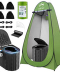 Go To Portable Camping Toilet Kit With Pop Up Privacy Tent and Liquid Waste Gel Packs, shown with accessories included.