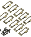 Vintage Antique Bronze Label Pulls For Card Catalogs And Library Drawers, 10 Pack With Screws, Classic Retro Hardware