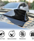 Shark Fin Antenna Cover For Car Made From Tough ABS Waterproof Dustproof And Sunproof With A Sleek Piano Finish And Easy Adhesive Tape Install Top Mounted Decorative Roof Aerial For AM FM Radio Signal Base Universal Gray on car roof