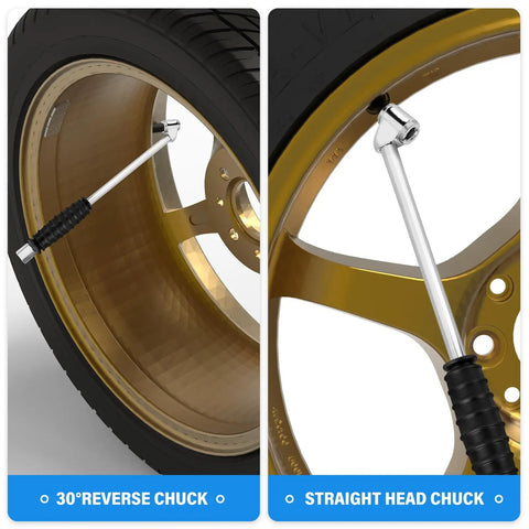 Tough As Nails Two Pack Extended Reach Dual Head Air Chuck With Sweet Cushion Grip And No Sweat Quick Valve One Quarter Inch FNPT Brass Tire Inflator Smooth Operator For Semi RV Trucks