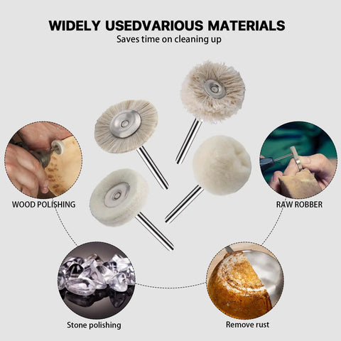 Kickass 20 Pack Wool Felt Buffing Wheels For Dremel Rotary Tools 25Mm Diameter assorted shapes for wood and stone polishing.