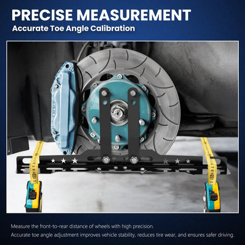 Quick Snap Knockdown Wheel Alignment Kit With Removable Toe Plates And Center Bar Includes Two Measuring Tapes For Diy Front End Camber And Toe Adjustment No Sweat Backyard Shop Matte Black
