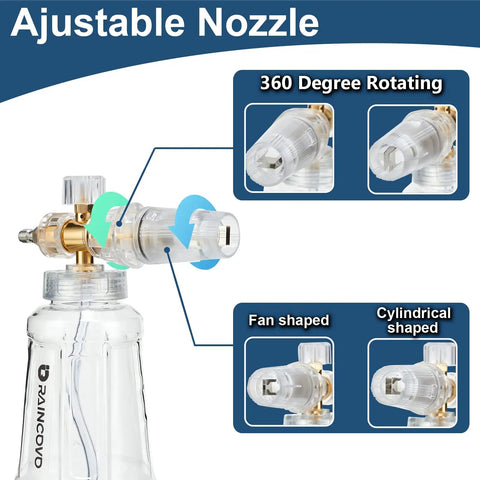 Foam Cannon For Pressure Washer With M22 And 1 Quarter Inch Quick Connect, Adjustable Nozzle, Stainless Steel Filter, Pro Car Wash Foam Kit