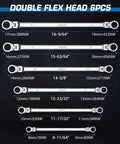 Dimensions and sizes of Extra Long Flex Head Ratcheting Wrench Set, 6 Piece Double Box End Long Reach Metric 8 19mm, CRV Steel
