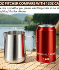 Stainless Steel Milk Frothing Pitcher Set 12oz 20oz 32oz For Espresso Machines Pro Grade Barista Tools next to 12oz can