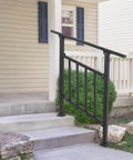 Heavy Duty Three Step Steel Stair Railing With Safety Guard Fence For Outdoor Decks And Porches Powder Coated Handrail on a porch.