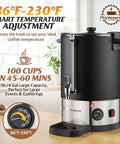 100 Cup Coffee Maker Urn For Events And Catering Large Double Wall Stainless Steel Percolator Dispenser with temperature adjustment