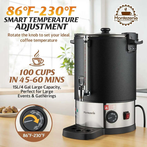 100 Cup Coffee Maker Urn For Events And Catering Large Double Wall Stainless Steel Percolator Dispenser with temperature adjustment