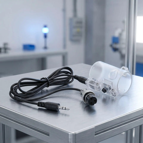 Hand Switch For Fluid Dispensing Machines With 3 Pin Wired Manual Trigger Handle Durable Compact Lightweight Plastic Replacement Part For Workshop And Assembly Line Use Easy Install Replacement Part For Quick Fix On The Shop Floor, white plastic with cable and 3-pin connector