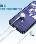Two Pack USB C Earbuds With Mic And Remote, Noise Cancelling Type C Headphones for iPhone connected to a smartphone display