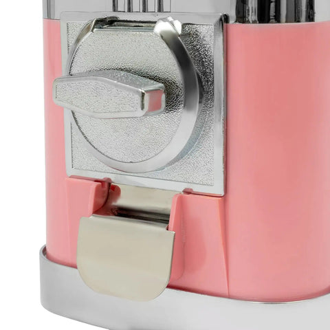 Close-up of the mechanism on Pink High Capacity Candy Gumball Vending Machine Built Different With Hella Tough Plastic Shell.