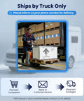 Man using a pallet jack to move box labeled lithium batteries in a warehouse for shipping.