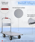 Beefy Foldable Steel Platform Cart Dolly 36 By 24 Inches With 2000 Lbs Capacity For Moving Heavy Furniture And Equipment Hand Push Cart For Easy Loading In Home Shop Or Warehouse, foldable handle and anti-slip deck