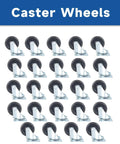 24 Pack 2 Inch Swivel Caster Wheels With Top Plate And Double Bearing Heavy Duty Steel And Polyurethane 25kg Per Wheel