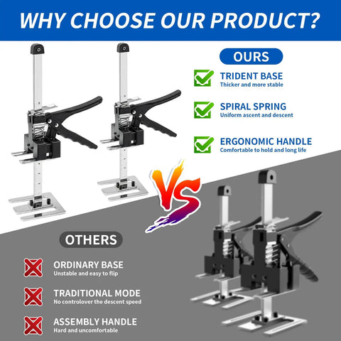Greywolf Multi-Function Furniture Lifter With Dual Arm Jacks, showcasing ergonomic handles and trident bases in comparison.