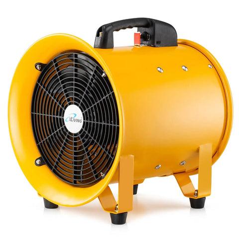 Portable High Velocity Blower And Fume Extractor For Shop And Garage, Heavy Duty 12 Inch Exhaust Vent Fan, copper motor, side view