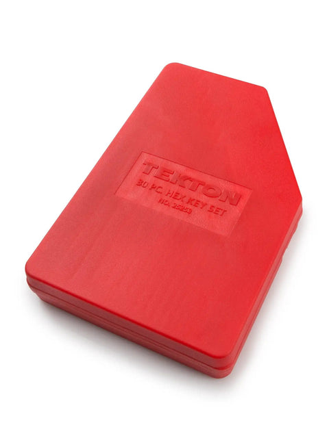 Red case for Hex Key Wrench Set 30-Piece Long And Short Pattern Kit With Inch And Metric Sizes 0.028 To 3/8 In And 0.7 To 10 mm.
