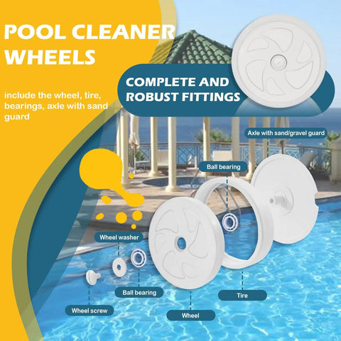 Polaris Zodiac Pool Cleaner 280 Rebuild Kit With Wheel Set, displaying components by poolside.