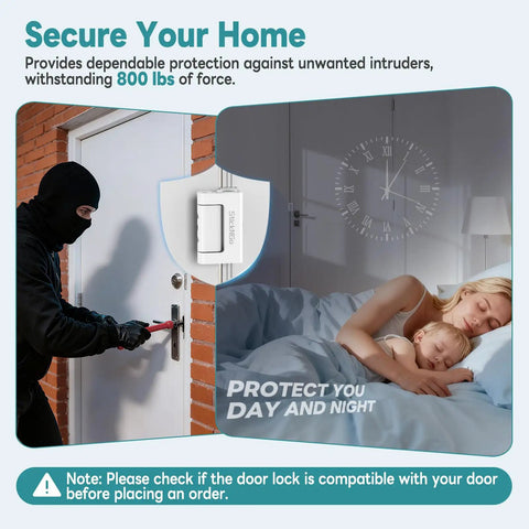 Upgraded Portable Security Door Reinforcement Lock No Drilling Flip Latch Keeps Unwanted Entry Out For Inward Opening Doors