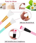 Detailed view of silicone brush heads and soft bristle brush from All In One 11 Piece DIY Facial Mask Tool Kit For At Home Spa