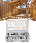 33 Piece M8x1.25 Stainless Steel Threaded Insert Kit For Wood Furniture Repair Self Tapping Sleeves Nut Reducers Restore Stripped Threads And Harden Drawer Pulls Hardware For Easy DIY Assembly, open case