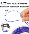 Silk Multicolor Rainbow PLA Filament Bundle For 3D Printing, 1.75mm, flexible spool detail, eco-friendly material, vibrant colors