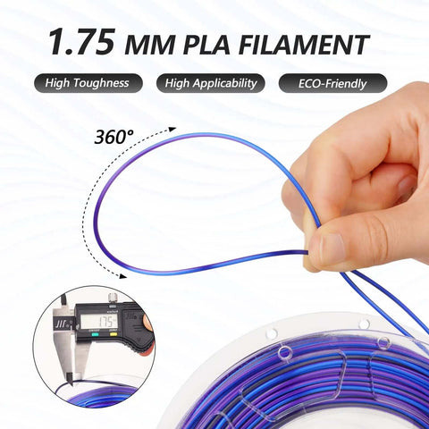 Silk Multicolor Rainbow PLA Filament Bundle For 3D Printing, 1.75mm, flexible spool detail, eco-friendly material, vibrant colors