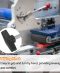 Straight Up Four Pack Tee Wing Knobs With M10 Thumb Screws And Beefy Steel Studs Featuring A Big Fifty Five Millimeter Twist Handle for clamping equipment.