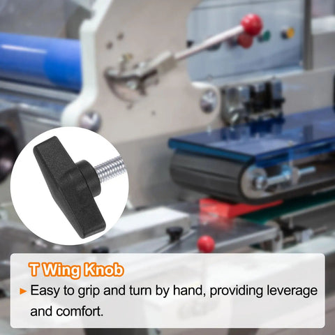 Straight Up Four Pack Tee Wing Knobs With M10 Thumb Screws And Beefy Steel Studs Featuring A Big Fifty Five Millimeter Twist Handle for clamping equipment.