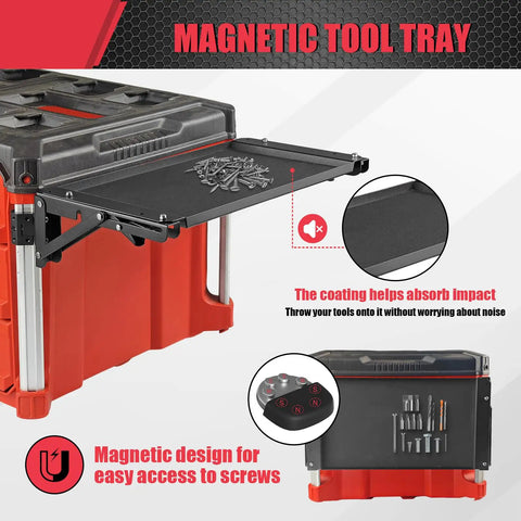 Built Tough Foldable Magnetic Side Tray For Rolling Tool Cases Zero Drill Job Site Station With Solid Grip And No Sweat Install For Grabbing Nails And Quick Fixes On The Fly
